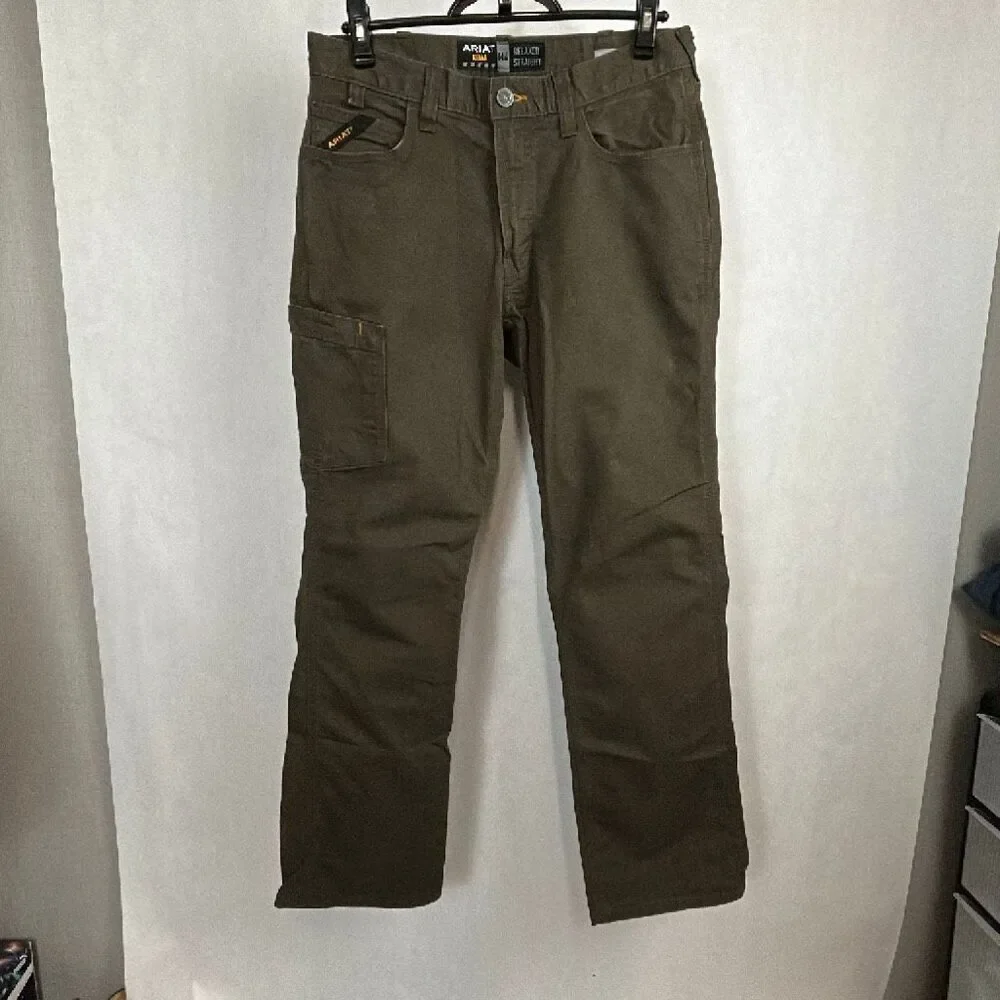 Ariat M4 Rebar Denim Jeans Relaxed Straight Leg Mens Sz 33x32 Brown